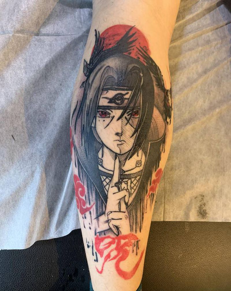 一打七纹身图片_腿部动漫纹身图案