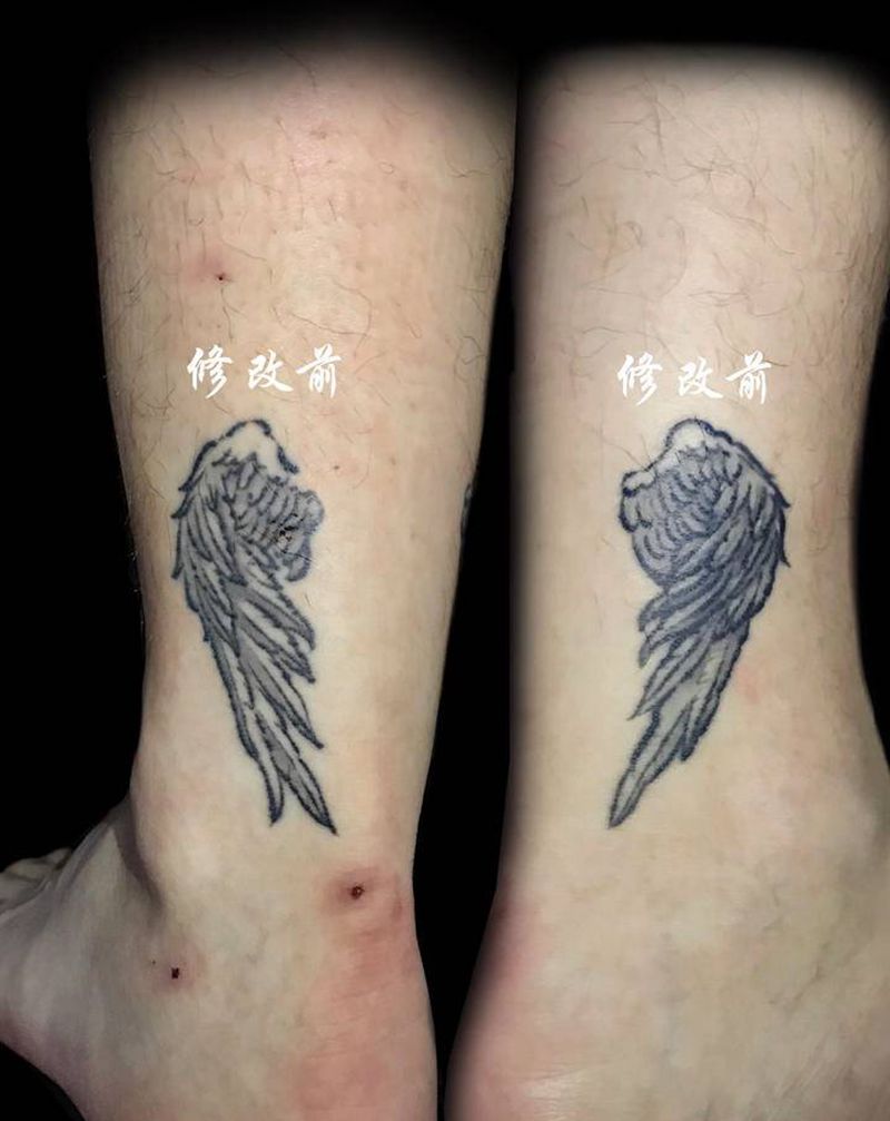 修改脚踝旧纹身纹身图片_腿部脚部欧美写实纹身图案