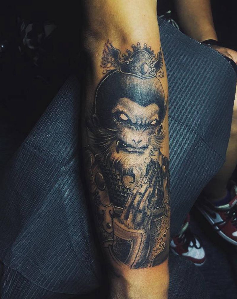 小臂悟空纹身图片_手臂纹身图案