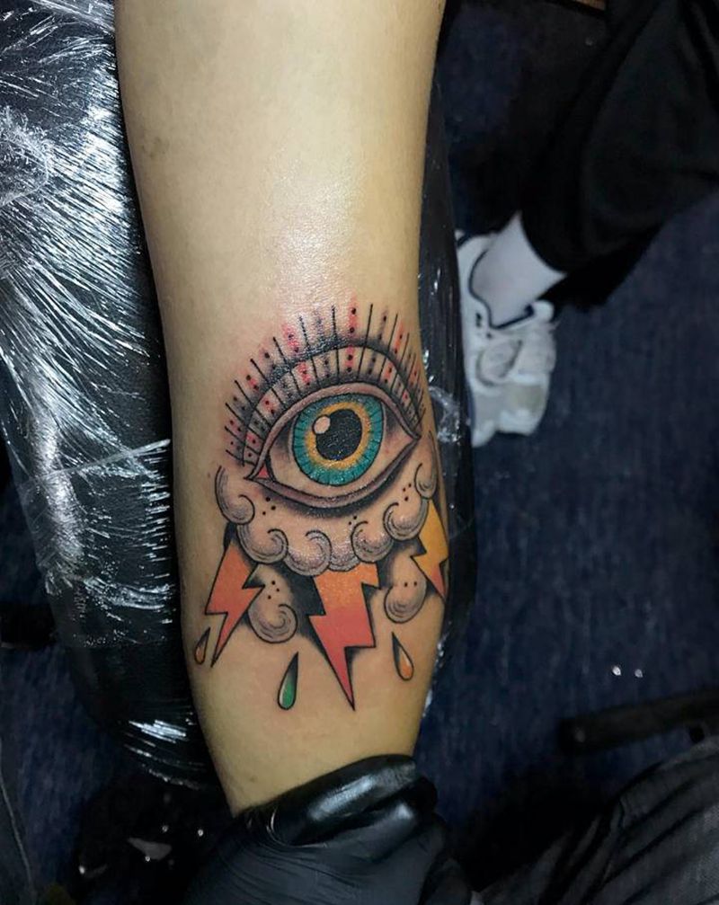 上帝之眼纹身图片_手臂Old School纹身图案