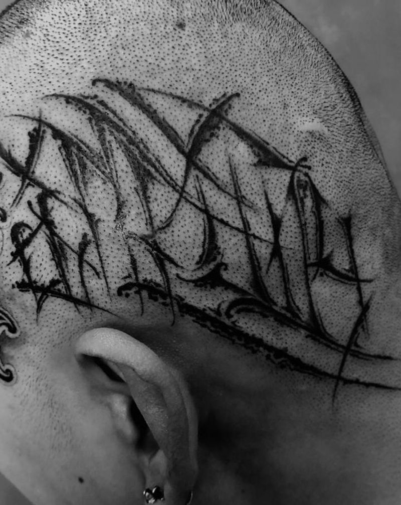 家纹身图片_花体字纹身图案