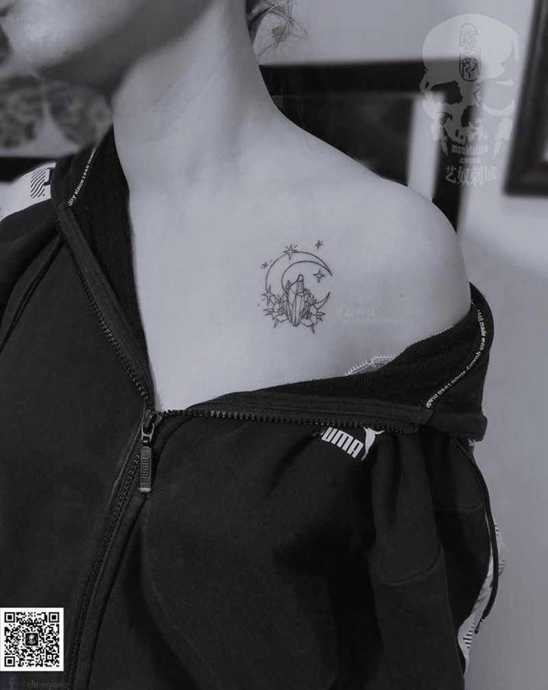 锁骨小清新纹身图片_肩部纹身图案