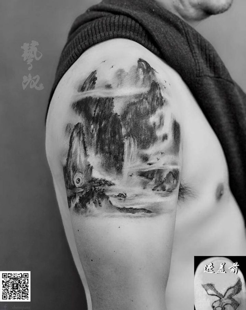 大臂遮盖纹身图片_手臂纹身图案