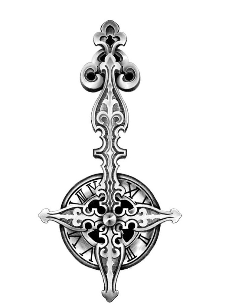 倒十字纹身图片_手臂腿部欧美写实纹身图案