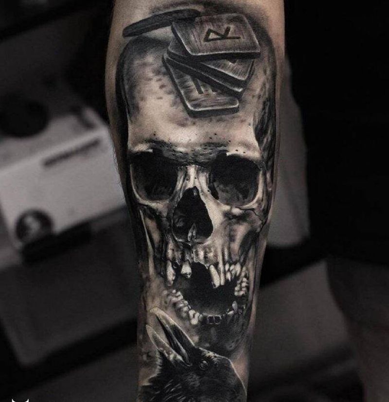 写实骷髅纹身图片_欧美写实纹身图案
