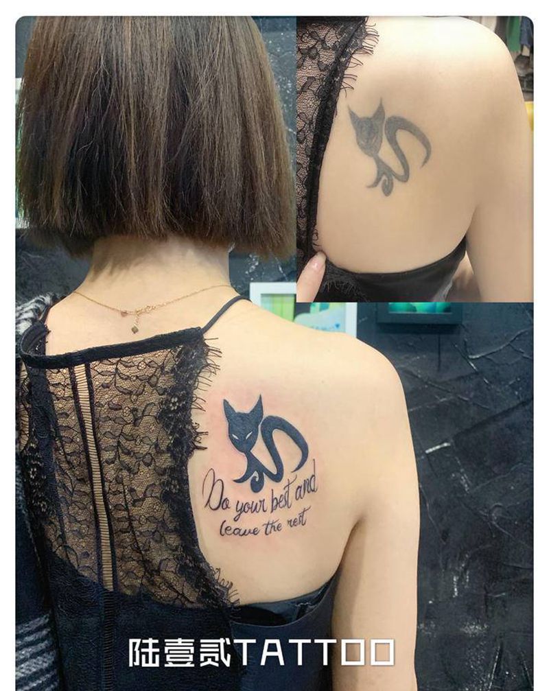 老旧图翻新添加纹身图片_背部纹身图案