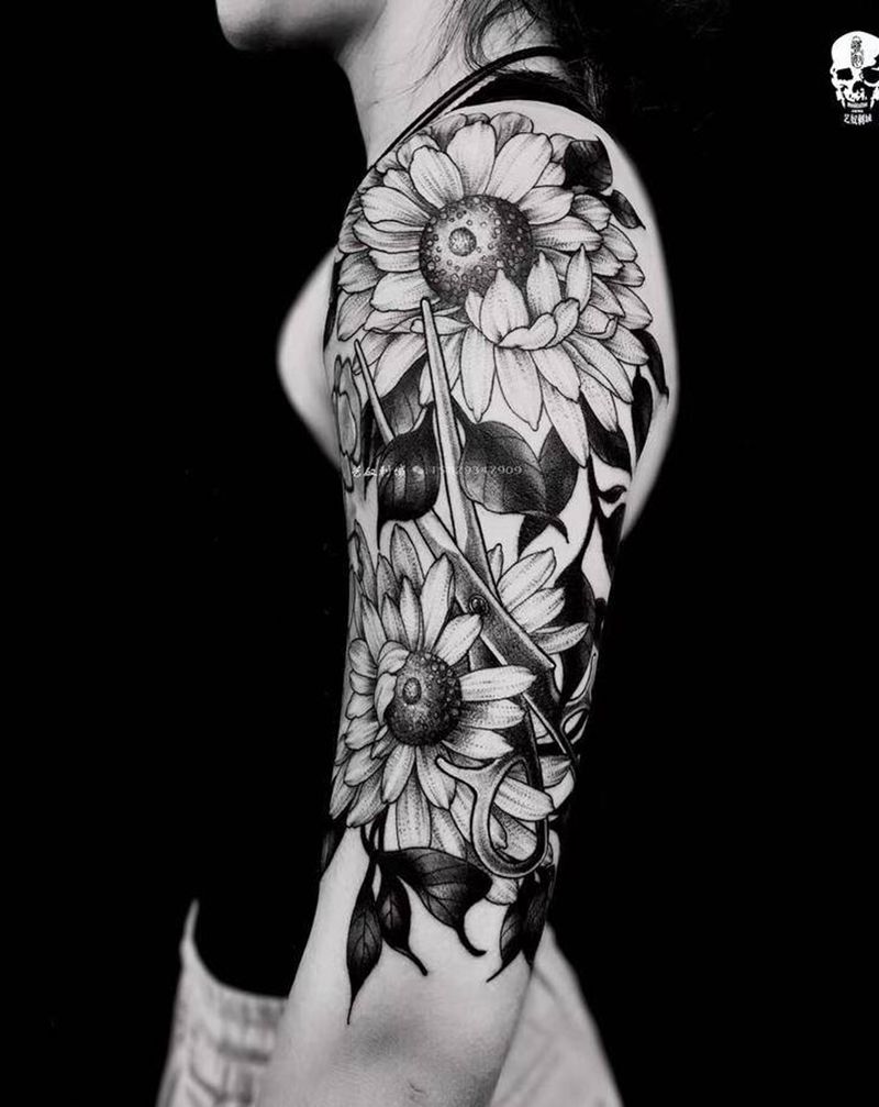 向日葵纹身图片_手臂向日葵纹身图案