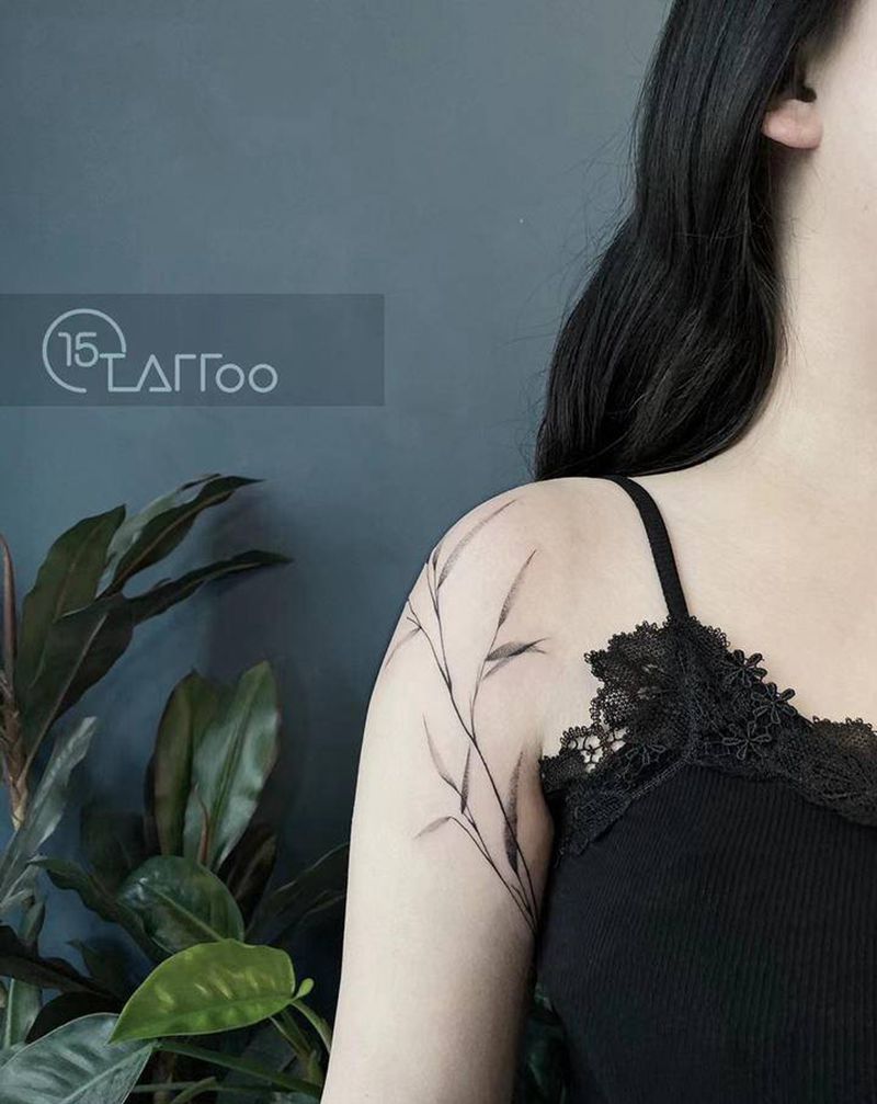 竹纹身图片_手臂纹身图案