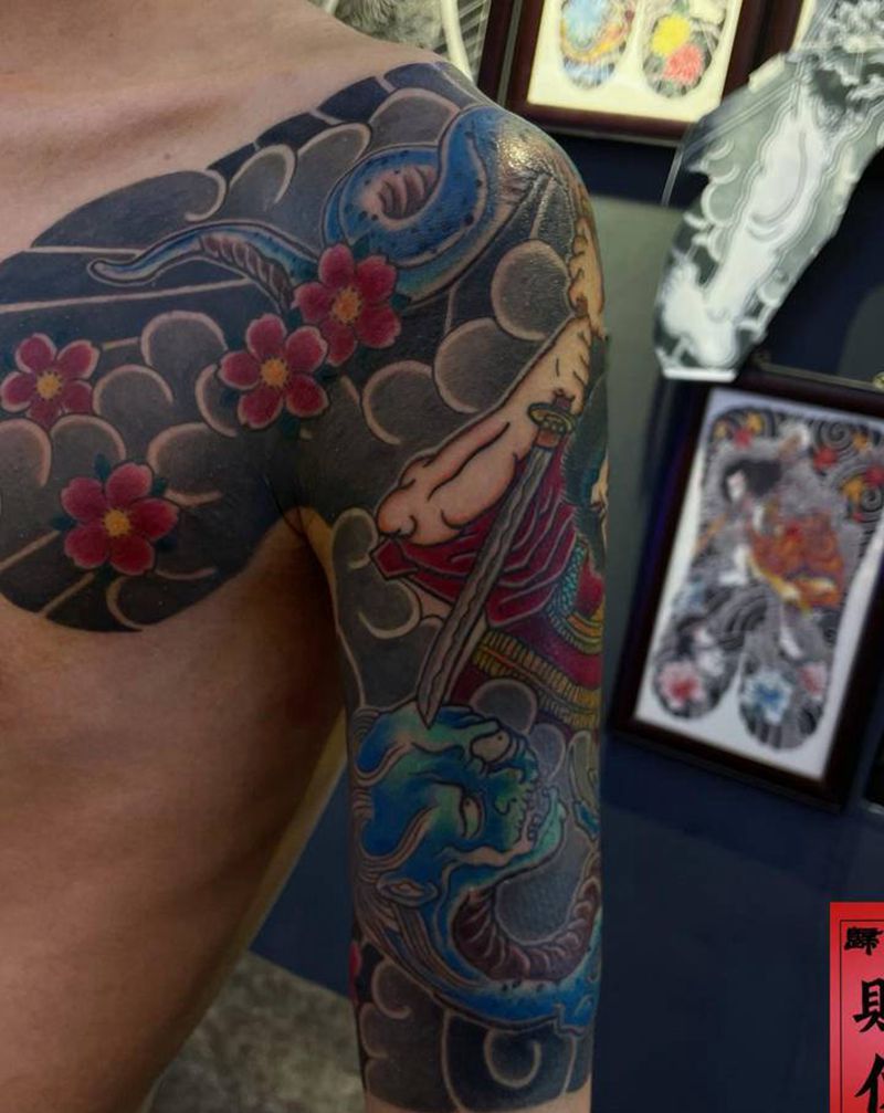 武夷大将军纹身图片_手臂老传统纹身图案