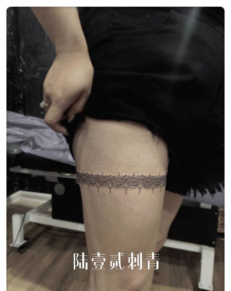 腿环纹身图片_腿部图腾纹身图案