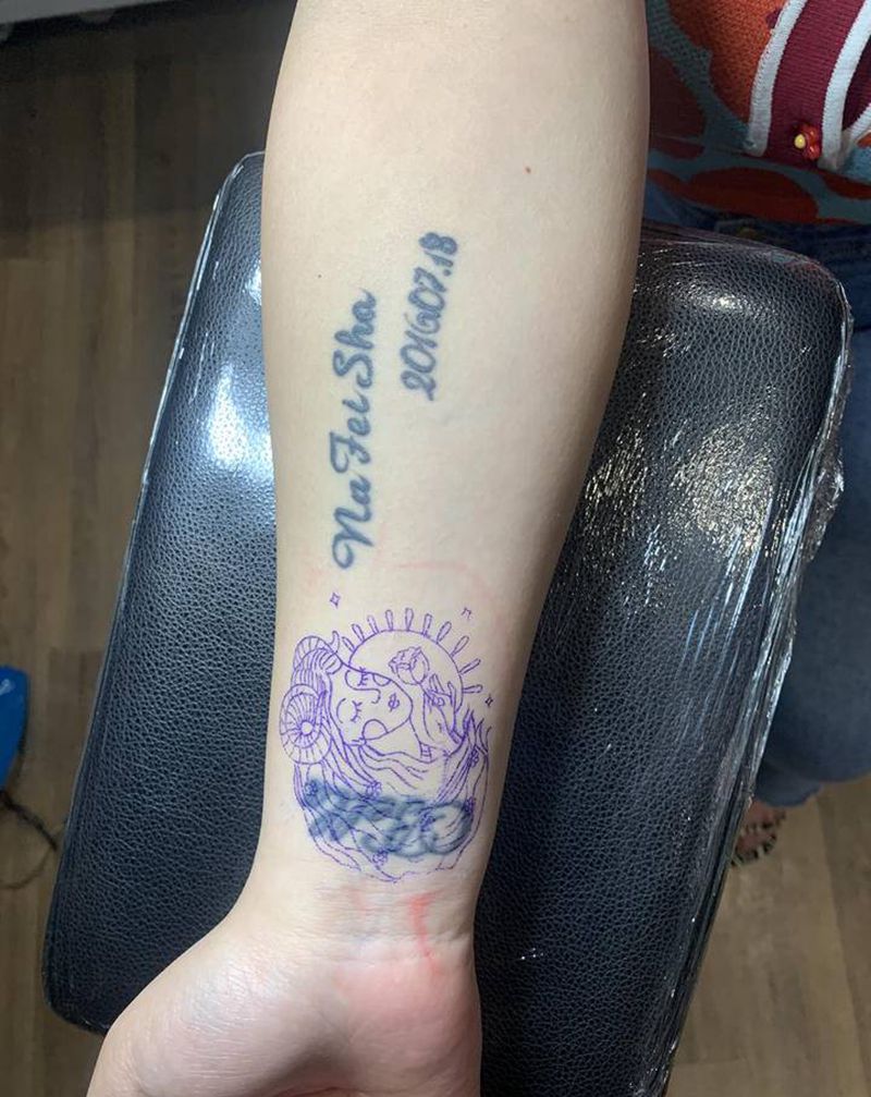 白羊座♈️覆盖…纹身图片_手臂纹身图案