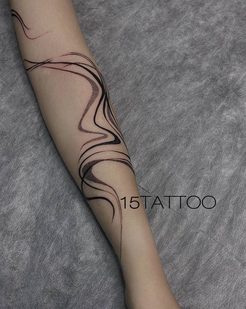 流纹身图片_手臂意识流纹身图案