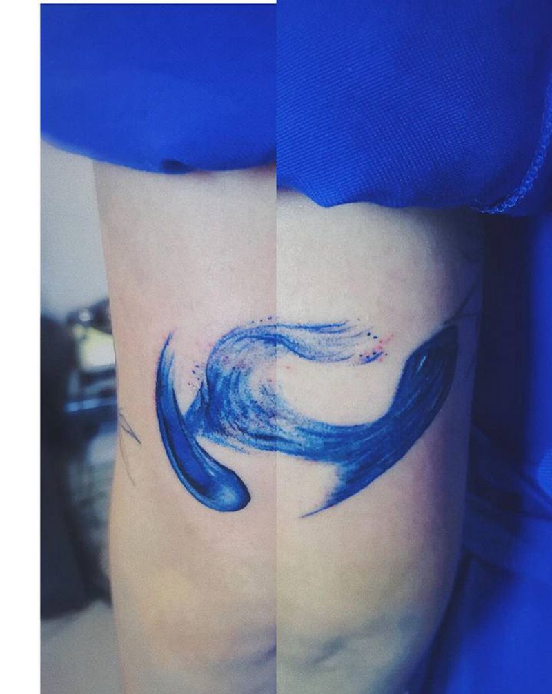 笔刷 #   鱼水纹身图片_手臂水彩水墨纹身图案