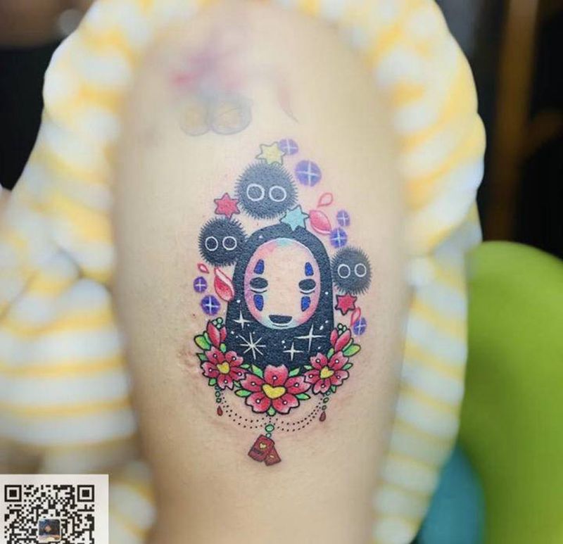 无脸男纹身纹身图片_手臂水墨纹身图案