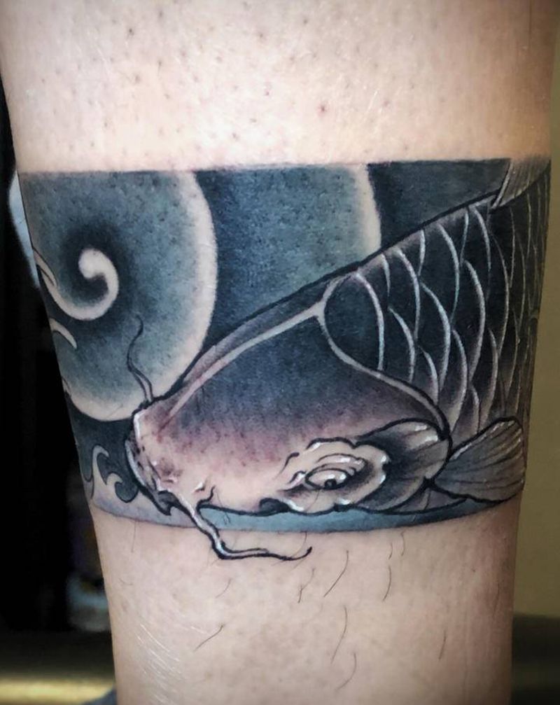 传统风格腿环纹身图片_脚部腿部新传统水墨纹身图案