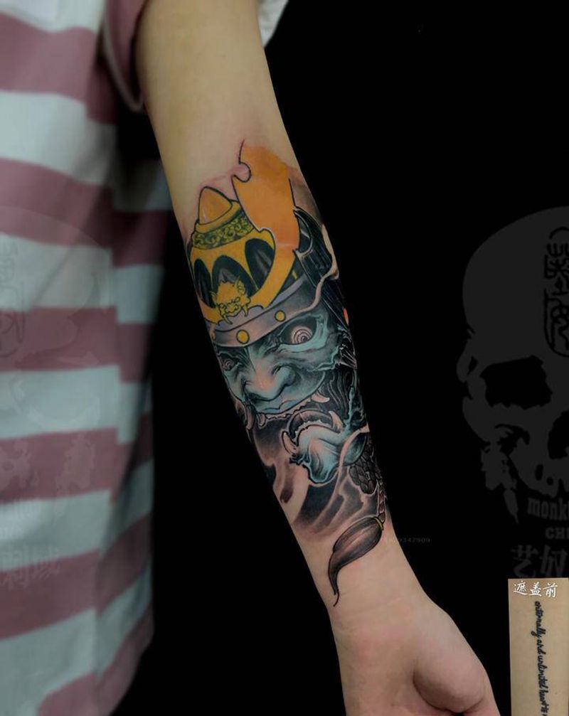 般若遮盖纹身图片_手臂纹身图案