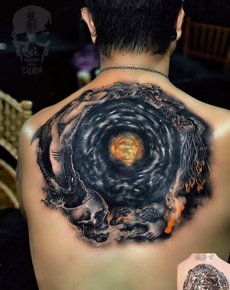 背部遮盖纹身图片_背部纹身图案