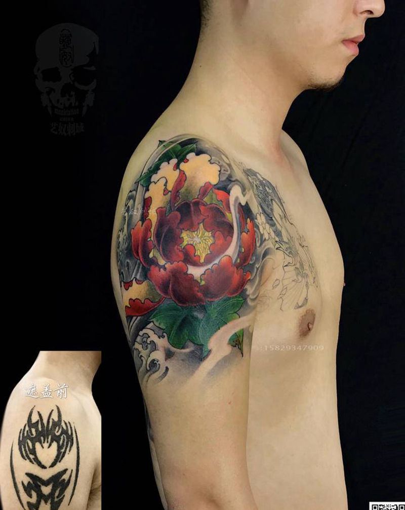 半胛遮盖未完纹身图片_手臂纹身图案