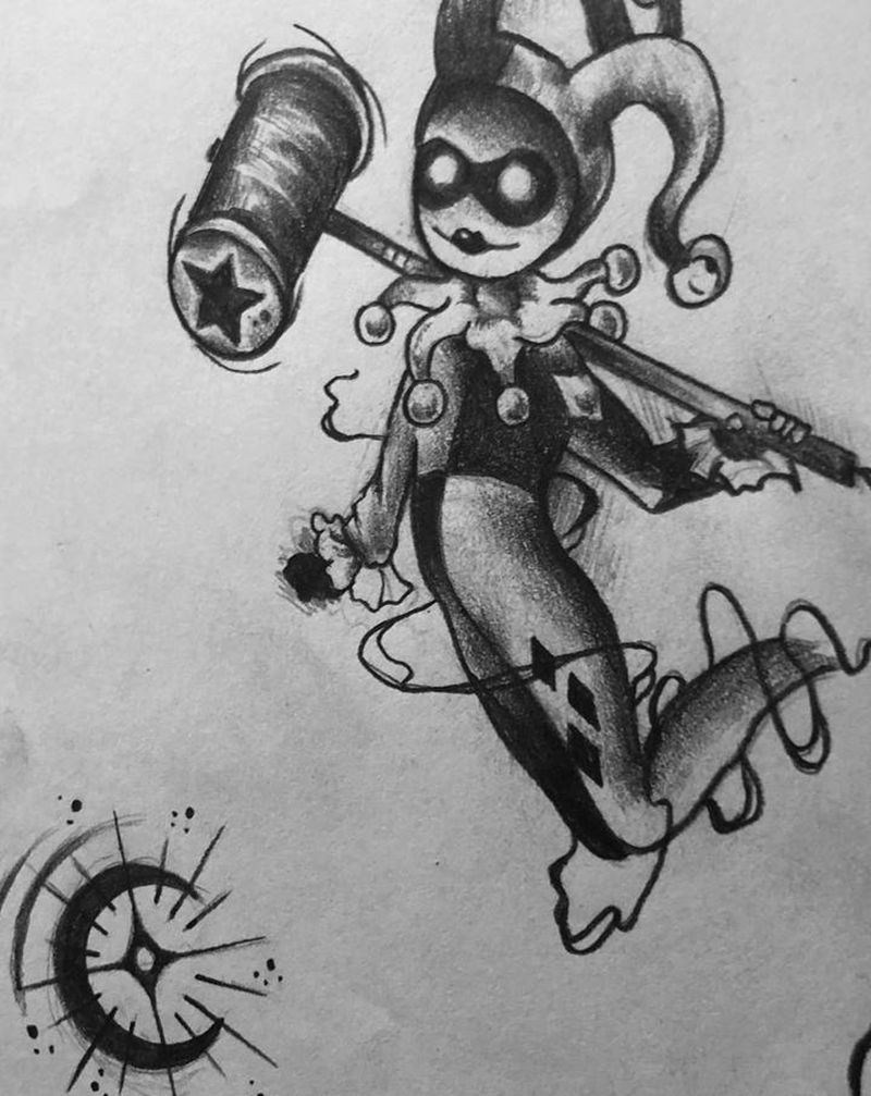 暗黑系列画稿纹身图片_手臂肩部几何纹身图案