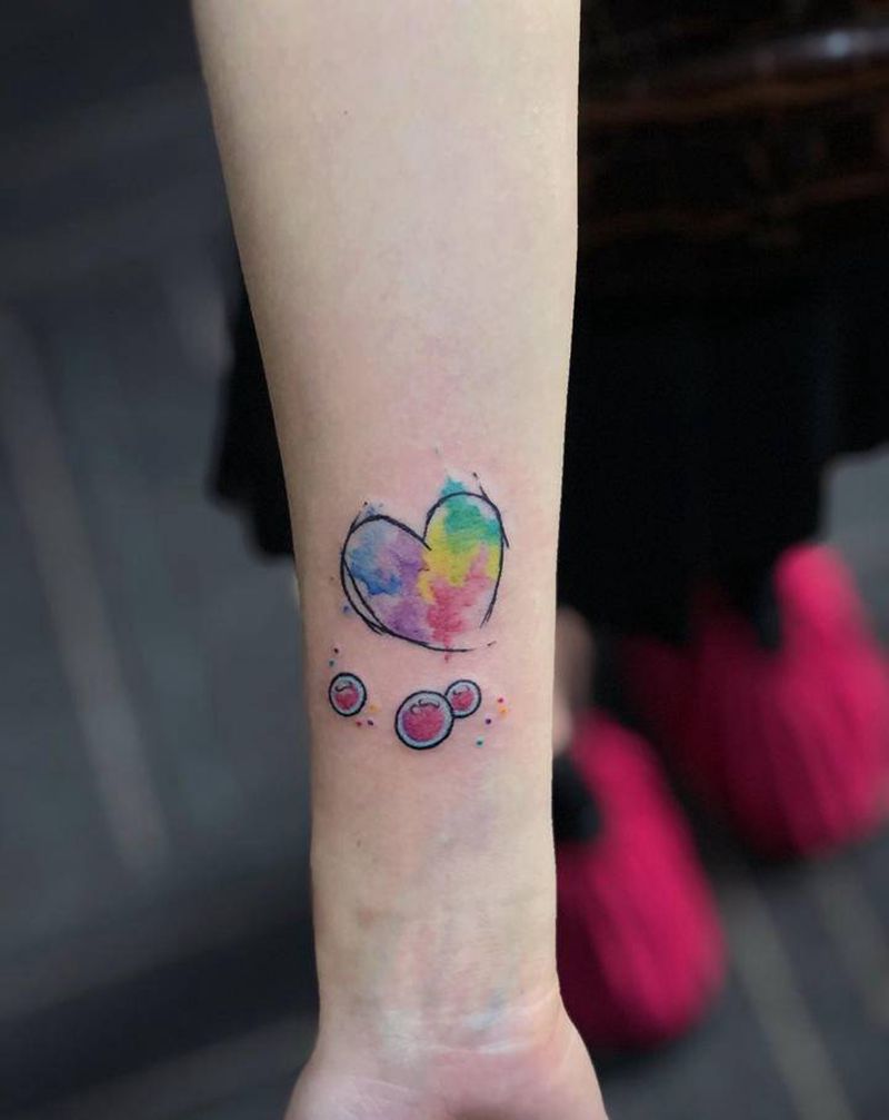 闺蜜纹身纹身图片_手臂水彩纹身图案