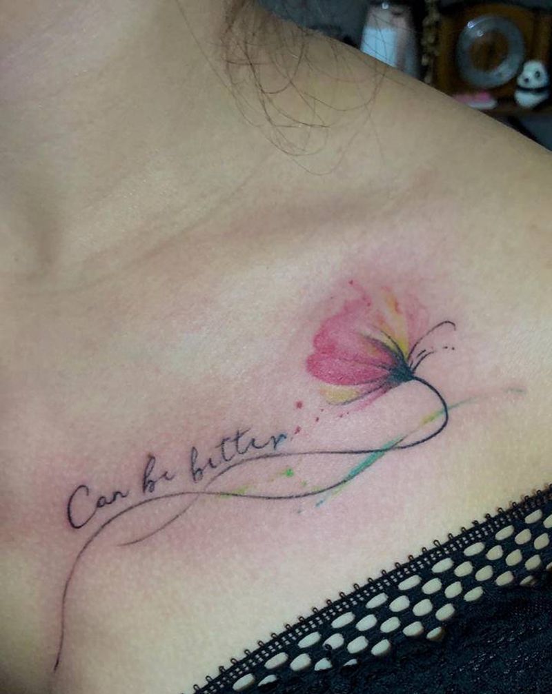 l纹身图片_胸部水墨水彩纹身图案