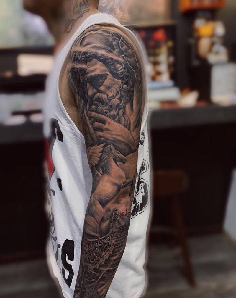 欧美写实花臂纹身图片_手臂欧美写实纹身图案