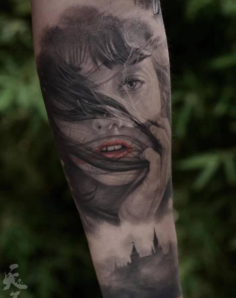 西安天予刺青写实作品纹身图片_手臂欧美写实纹身图案