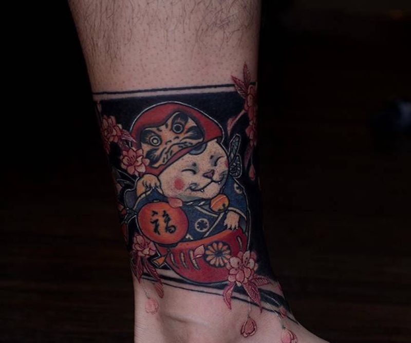 西安天予刺青彩色作品纹身图片_脚部New School纹身图案