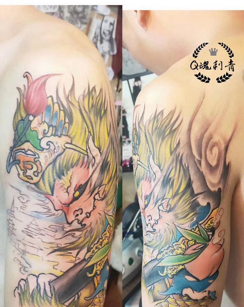 悟空纹身图片_手臂新传统纹身图案