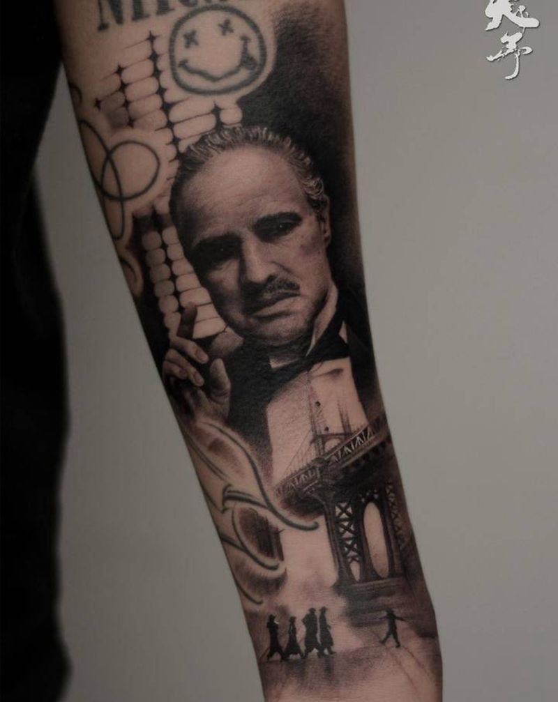 写实作品《教父》纹身图片_手臂欧美写实纹身图案
