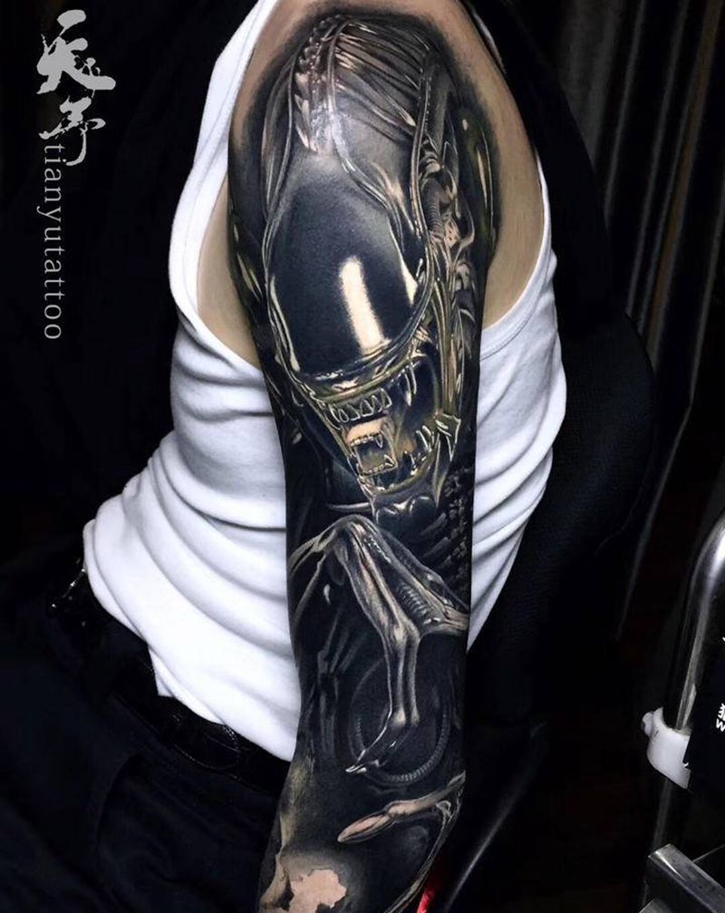 写实作品未完成纹身图片_手臂欧美写实纹身图案