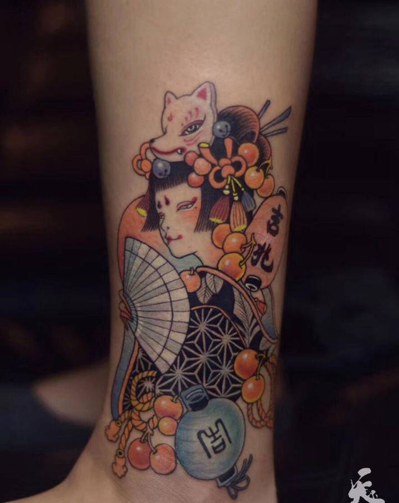 纹身覆盖纹身图片_腿部纹身图案