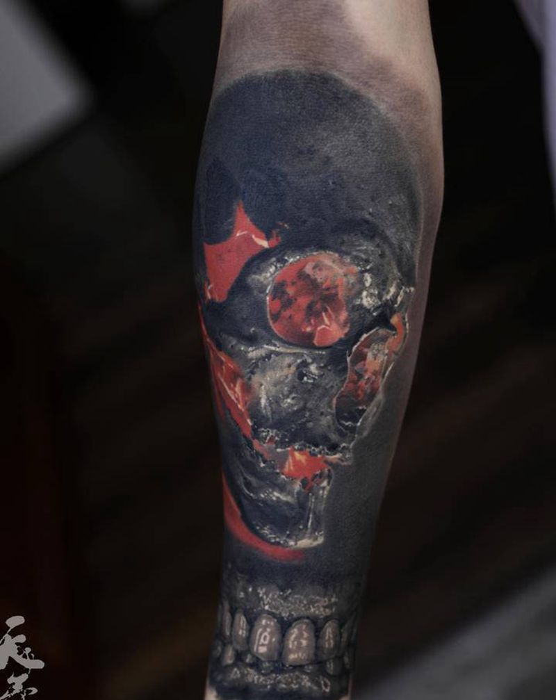 天予刺青写实作品纹身图片_手臂欧美写实纹身图案