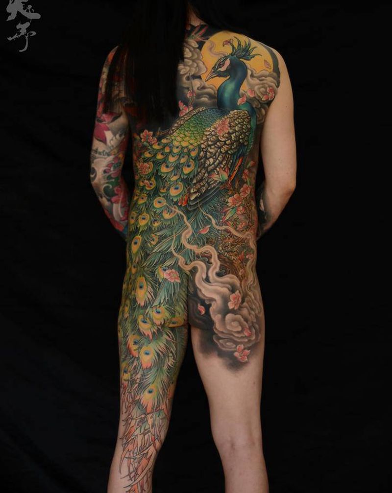 天予刺青传统作品纹身图片_背部臀部新传统纹身图案