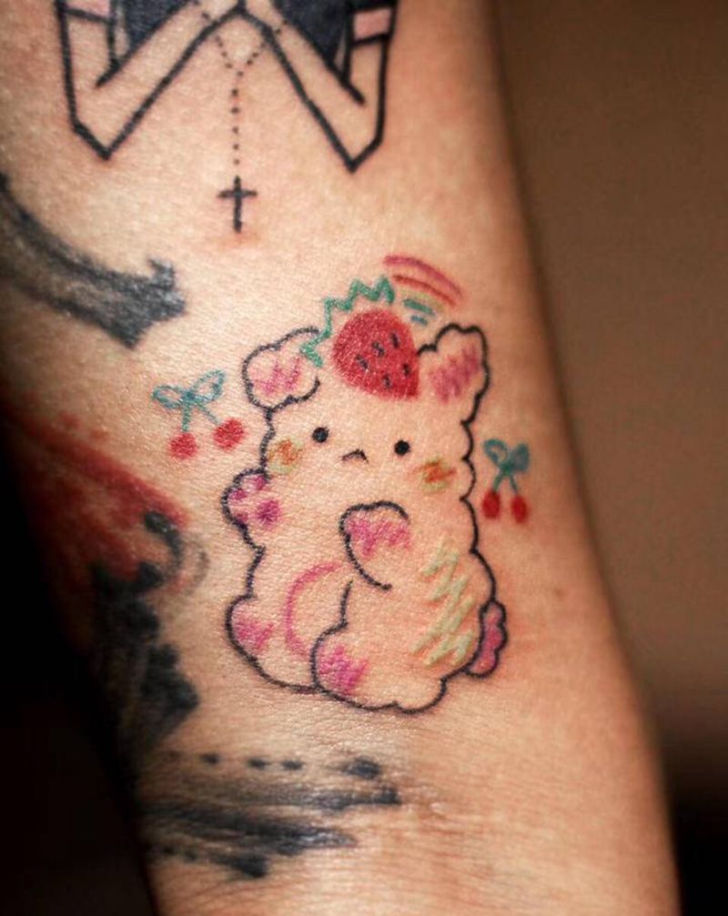 软萌小兔子纹身图片_手臂纹身图案