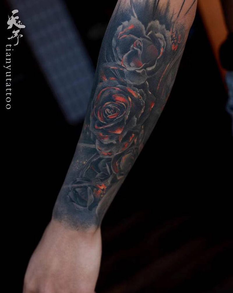 天予刺青写实作品纹身图片_手臂欧美写实纹身图案