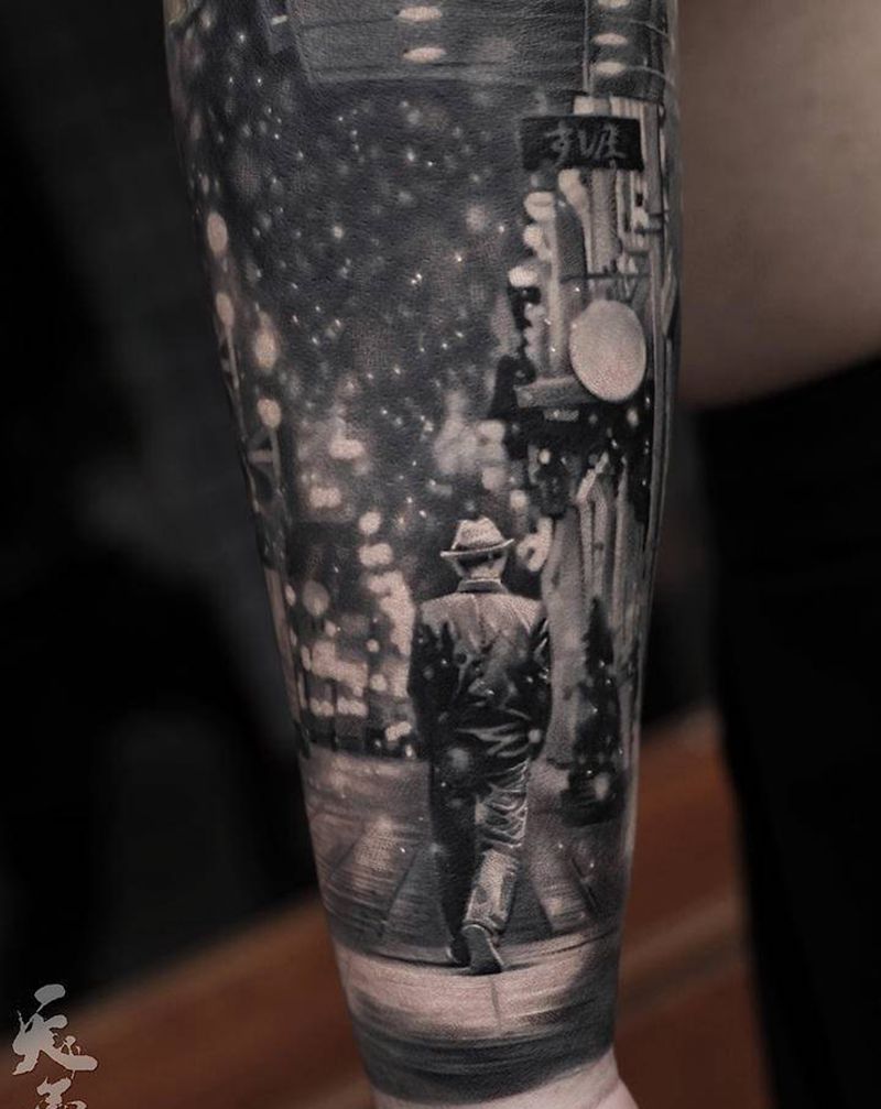 天予刺青写实作品纹身图片_手臂欧美写实纹身图案