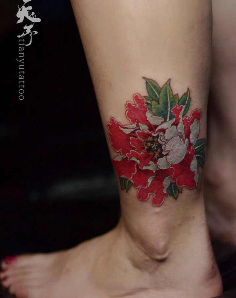 疤痕遮盖纹身图片_腿部新传统纹身图案