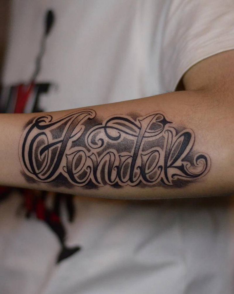 【Tender】花体字纹身图片_手臂花体字纹身图案