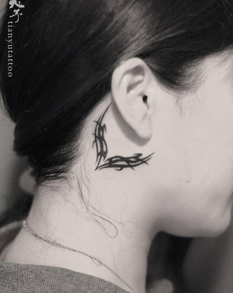 纹身修改纹身图片_颈部图腾纹身图案