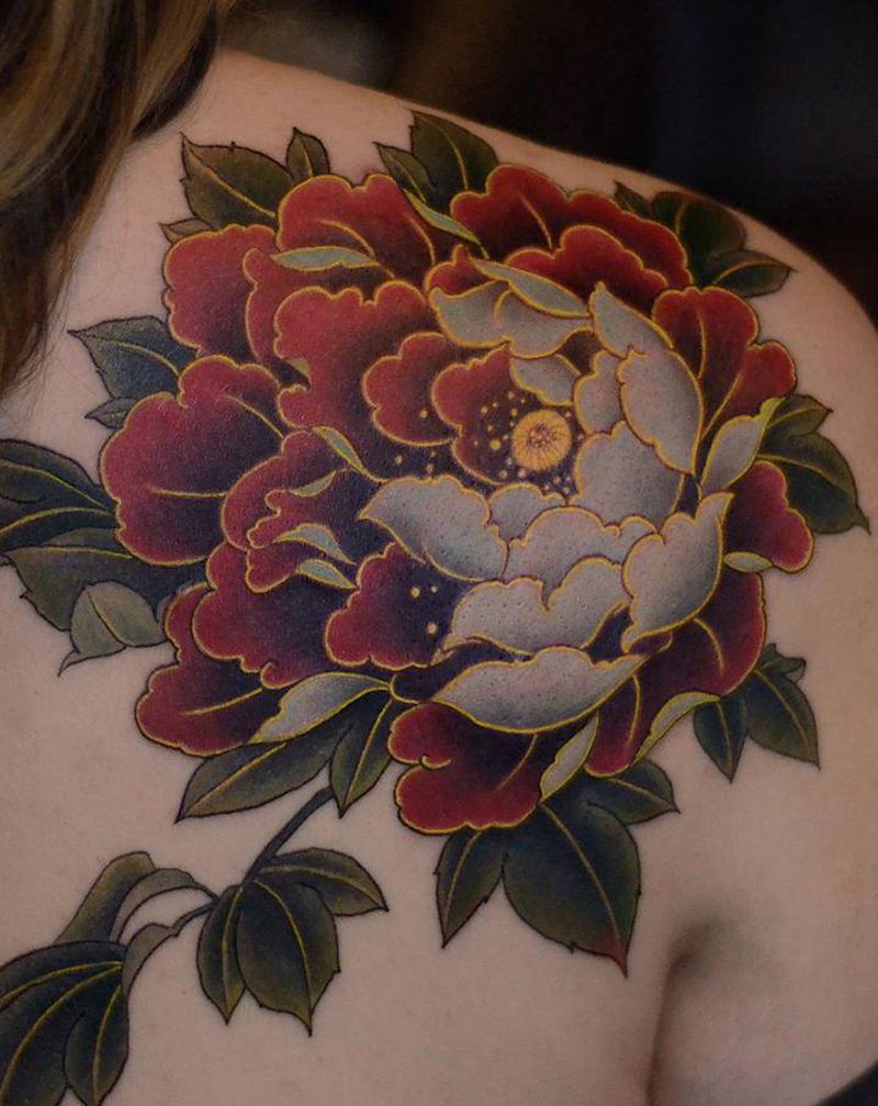 天予刺青传统作品纹身图片_背部新传统纹身图案