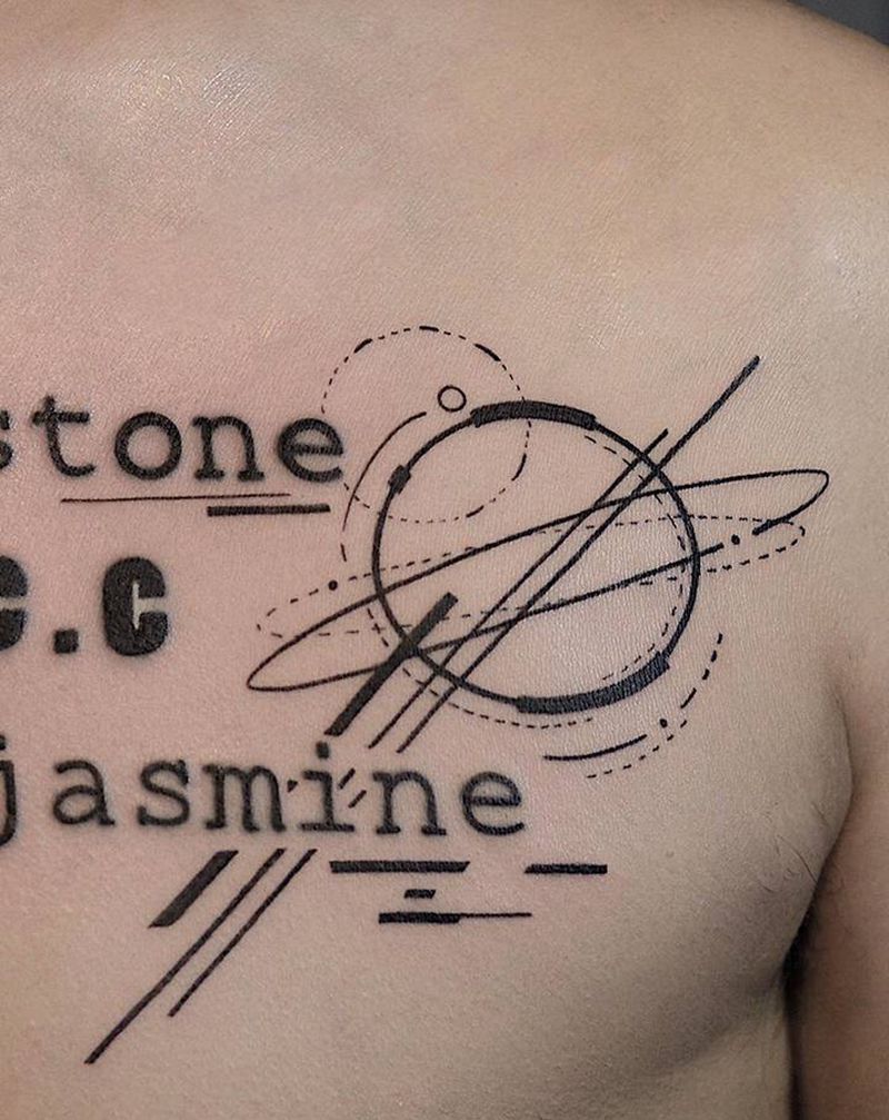 字母修改与添加图案纹身图片_胸部几何纹身图案