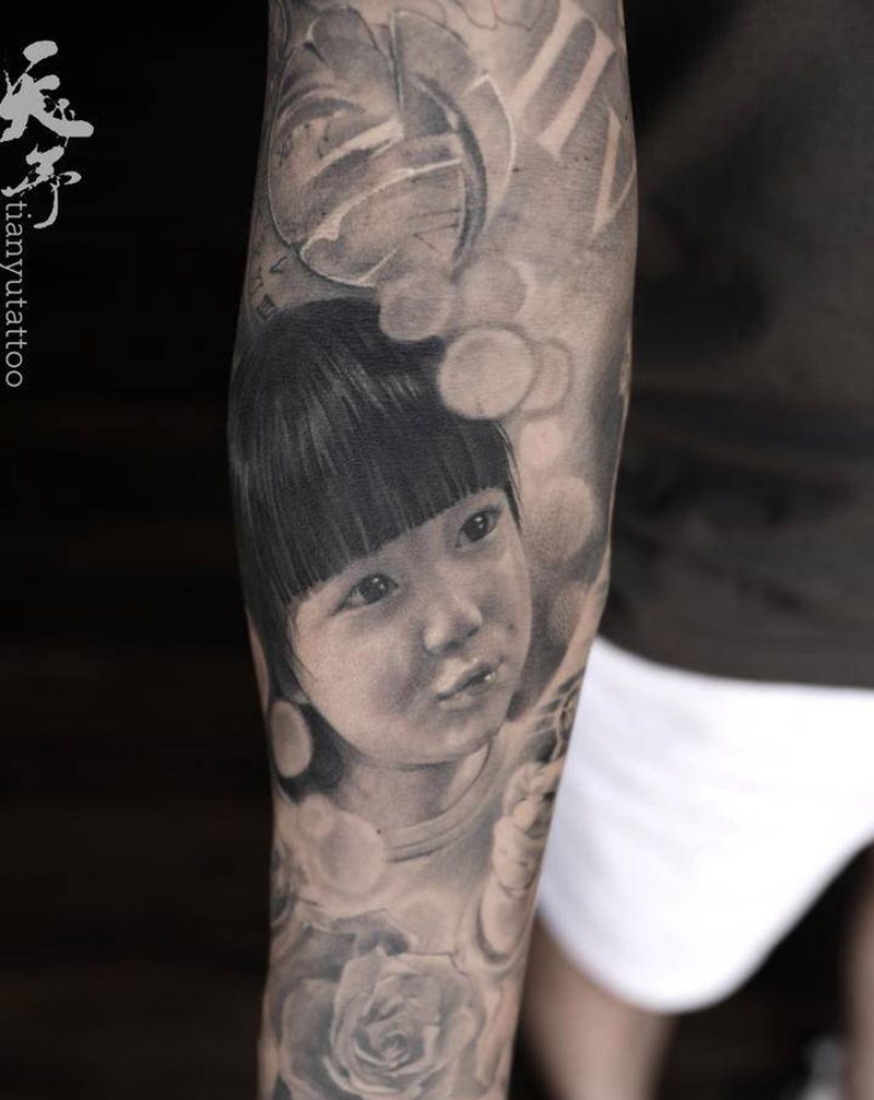 肖像修改 （天予刺青出品）纹身图片_手臂欧美写实修改肖像纹身图案