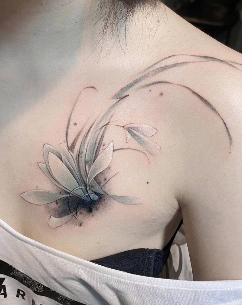 【每日作品】纹身图片_胸部水墨纹身图案