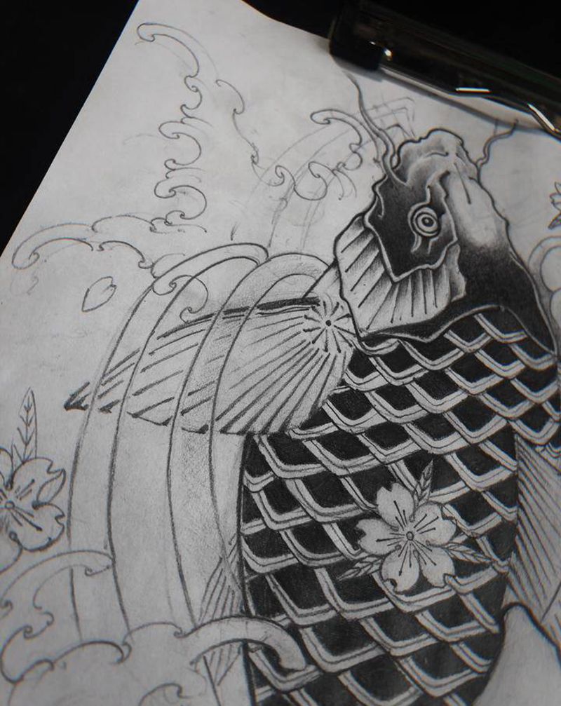 原创设计鱼纹身图片_手臂腿部新传统老传统纹身图案