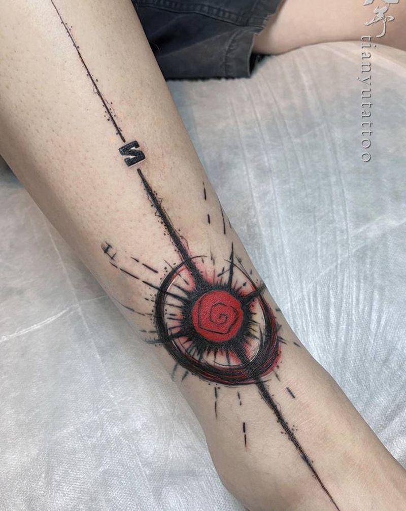 【每日作品】腿部图案修改纹身图片_腿部几何图腾纹身图案