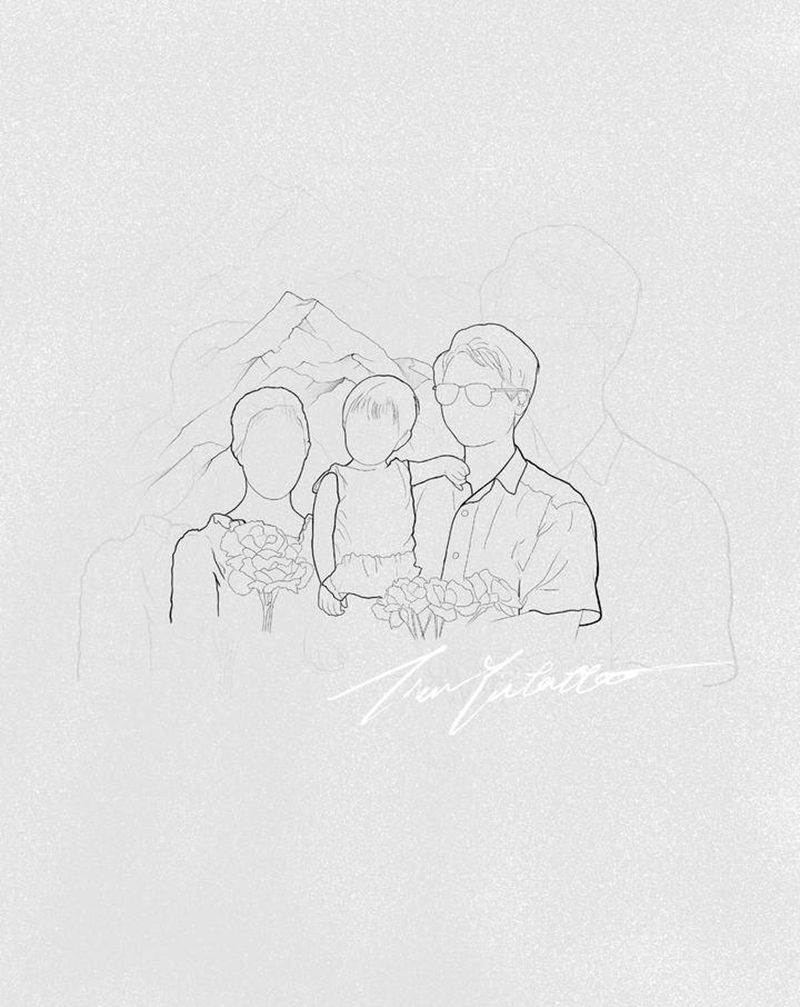 【客稿】家人照片简笔画纹身图片_线条简笔画纹身图案