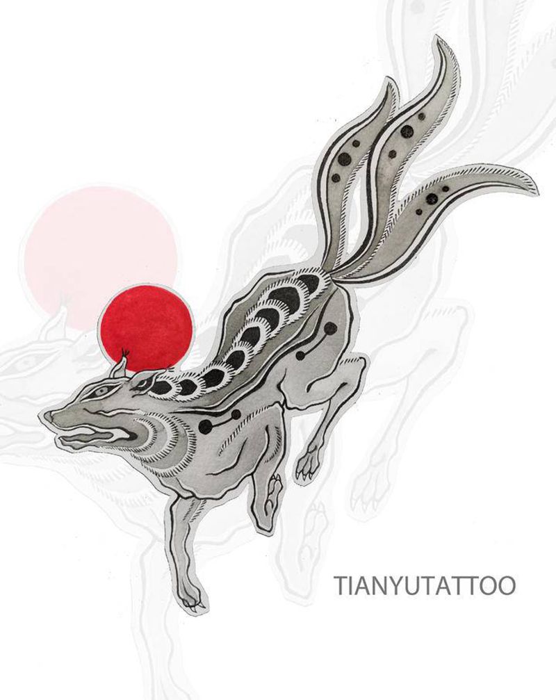 【手稿可约】讙（huān）纹身图片_手稿纹身图案