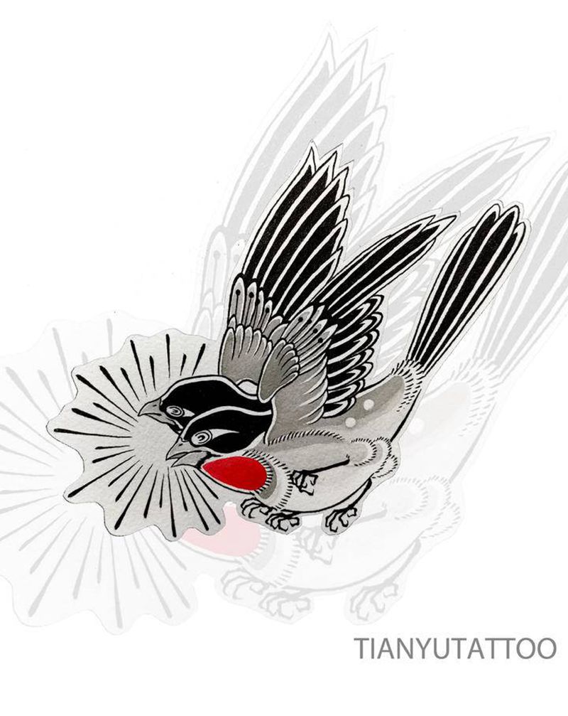 【手稿可约】鸓（lěi）鸟纹身图片_老传统新传统手稿纹身图案