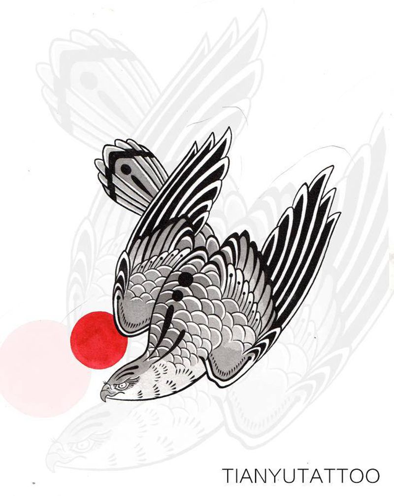 【客稿】隼纹身图片_老传统新传统纹身图案